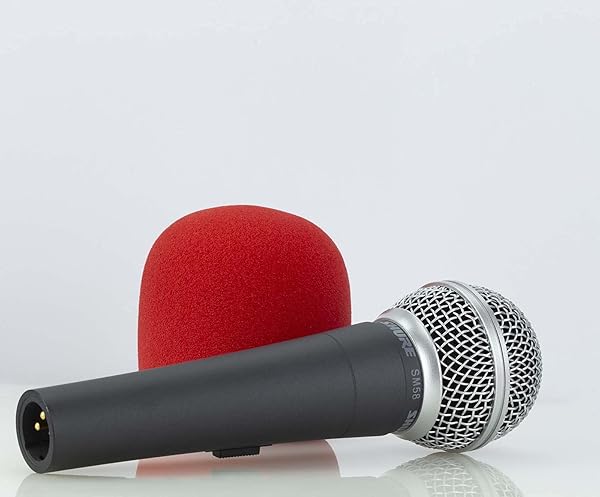 LEFXMOPHY LEFXMOPHY SM58 Pop Filter & Foam Windscreen 3-Pack for Shure SM58/SM48 - Red Noise-Cancellation Mic Cover - View 4 of 7