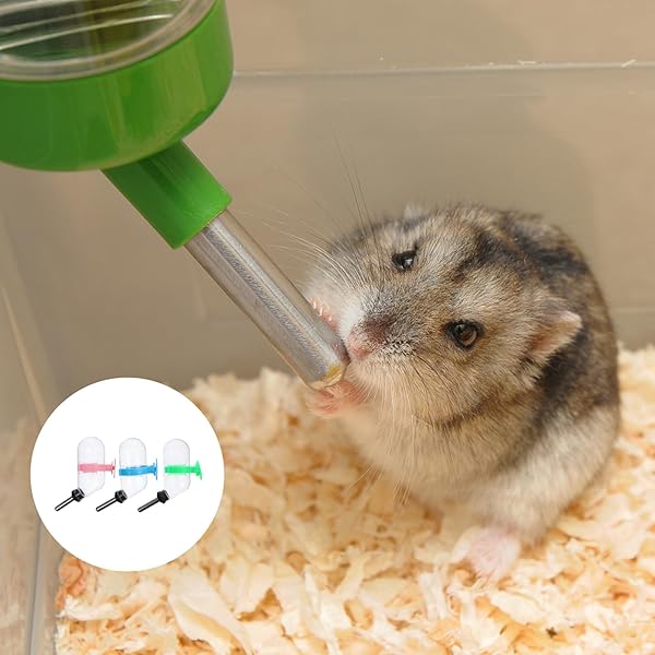 balacoo Balacoo 3 Pcs Hamster Water Bottle Non Drip Guinea Pig Drinking Fountain Small Animal Water Dispenser for Hamster Gerbil Chinchillas 60ml - View 4 of 10