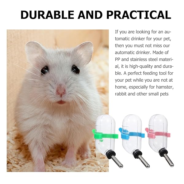 balacoo Balacoo 3 Pcs Hamster Water Bottle Non Drip Guinea Pig Drinking Fountain Small Animal Water Dispenser for Hamster Gerbil Chinchillas 60ml - View 9 of 10