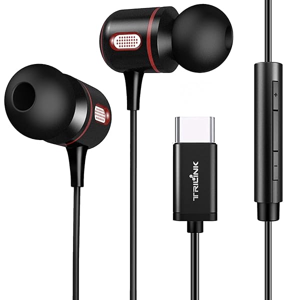 TRILINK USB C Headphones with Mic & Volume Control - Compatible with iPhone 15, iPad Pro, MacBook, Google Pixel, Samsung Galaxy - View 2 of 8