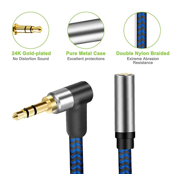 GGMTY 3.5mm Male to Female Audio Extension Cable 15FT Cotton Braided for Phones Headphones Speakers Tablets and PCs - View 4 of 8
