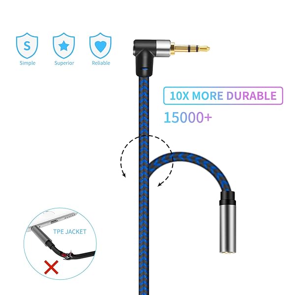 GGMTY 3.5mm Male to Female Audio Extension Cable 15FT Cotton Braided for Phones Headphones Speakers Tablets and PCs - View 5 of 8