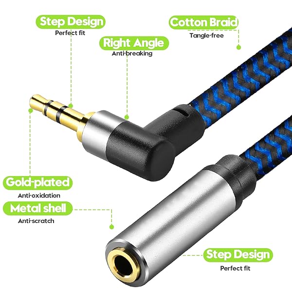 GGMTY 3.5mm Male to Female Audio Extension Cable 15FT Cotton Braided for Phones Headphones Speakers Tablets and PCs - View 7 of 8