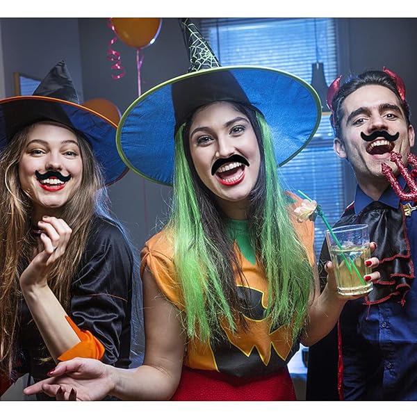 Jnnzzggu 48 Pcs Novelty Fake Mustaches for Birthday Halloween Party Supplies Masquerade Fun Accessories - View 6 of 8