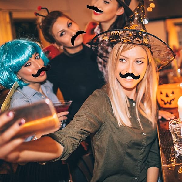 Jnnzzggu 48 Pcs Novelty Fake Mustaches for Birthday Halloween Party Supplies Masquerade Fun Accessories - View 7 of 8