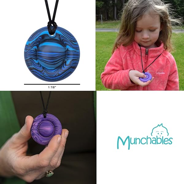 Munchables Munchables Sensory Bubble Popper Chew Necklace and Fidget Toy for Kids and Adults in Wavy Purple - View 5 of 7