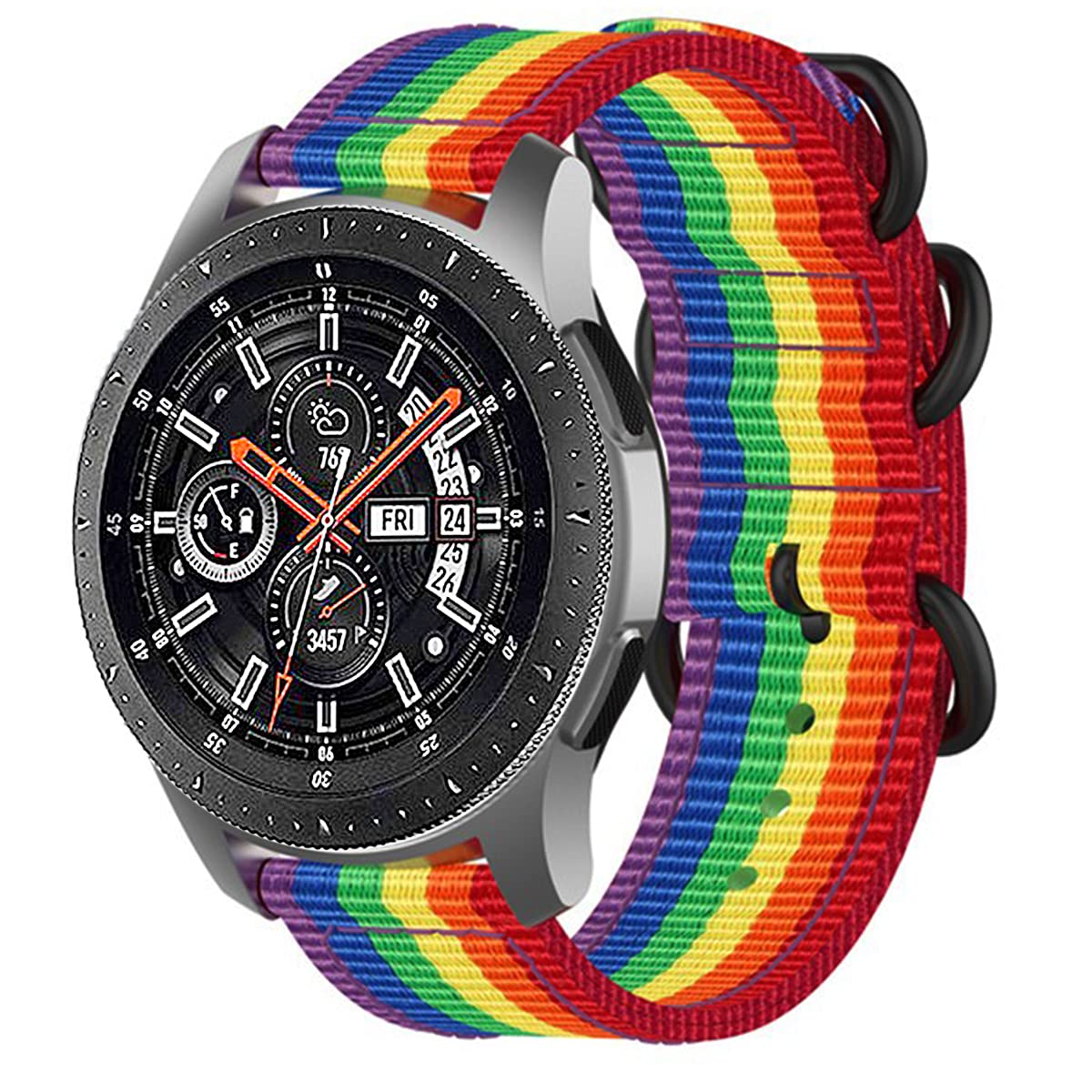 Rainbow Pride 20mm Watch Bands for Samsung Galaxy & Active - LGBTQ Nylon Replacement for Women