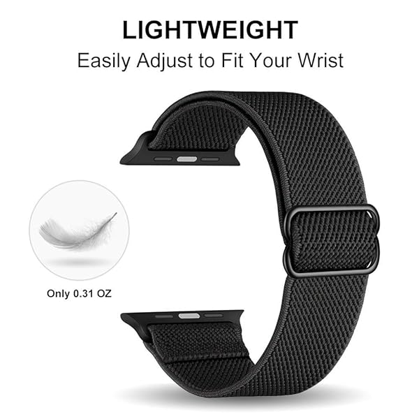 ShuYo ShuYo Adjustable Soft Solo Loop Bands for Apple Watch 38mm-45mm | Woven Elastic Sport Bands for iWatch Series SE/8/7/6/5/4/3/2/1 - View 5 of 7