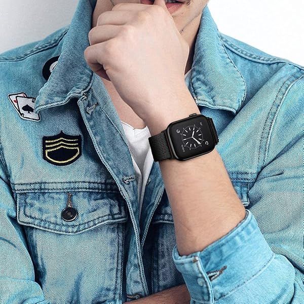 ShuYo ShuYo Adjustable Soft Solo Loop Bands for Apple Watch 38mm-45mm | Woven Elastic Sport Bands for iWatch Series SE/8/7/6/5/4/3/2/1 - View 6 of 7