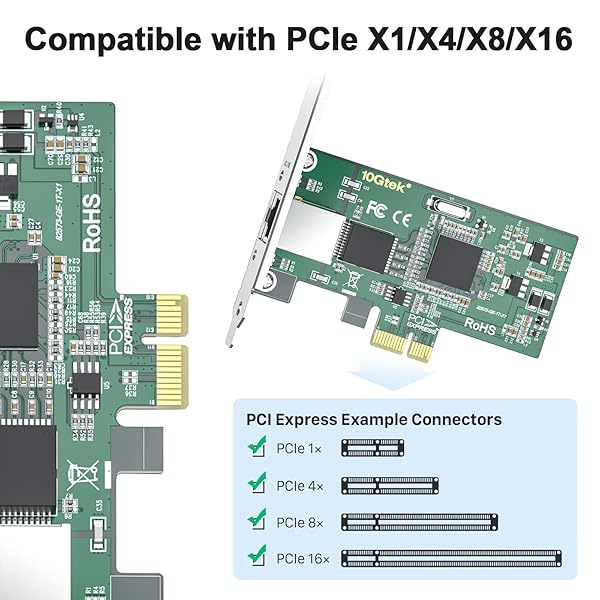 10Gtek 10Gtek Gigabit Ethernet PCI Express NIC Network Card Intel 82573 Controller Single RJ45 Support Windows Server Freebsd VMware - View 3 of 5