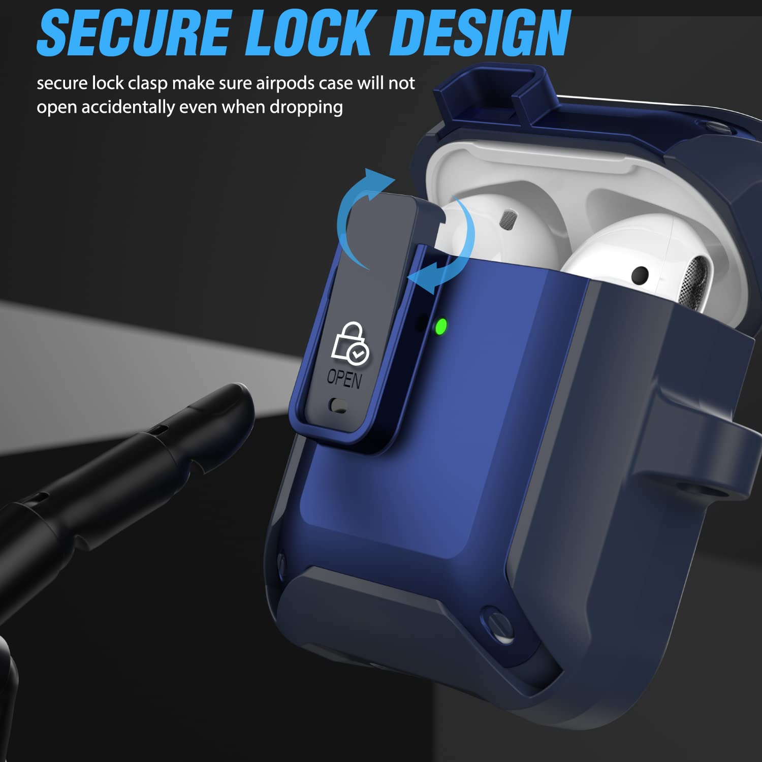 valkit Valkit Airpods Case Cover for Men Military Armor Full-Body Shockproof Protective Case with Keychain for AirPod 1 and 2 - View 3 of 7