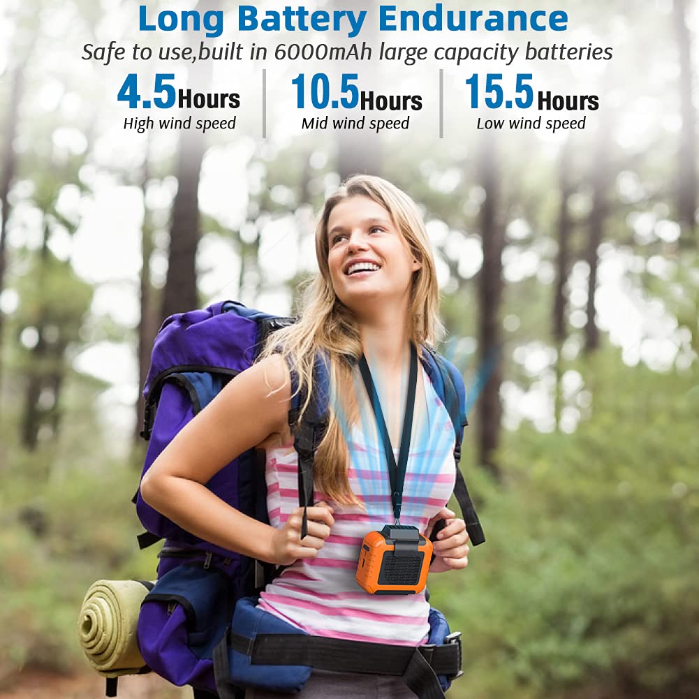 SLENPET 6000mAh Portable Waist Clip Fan with 23H Working Time, 6200RPM Strong Airflow, 3 Speeds, Rechargeable Battery Operated Personal Hands-free - View 2 of 7