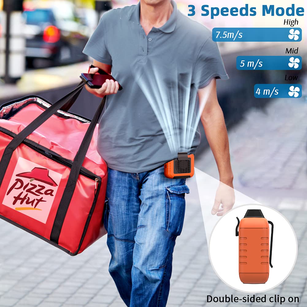 SLENPET 6000mAh Portable Waist Clip Fan with 23H Working Time, 6200RPM Strong Airflow, 3 Speeds, Rechargeable Battery Operated Personal Hands-free - View 3 of 7