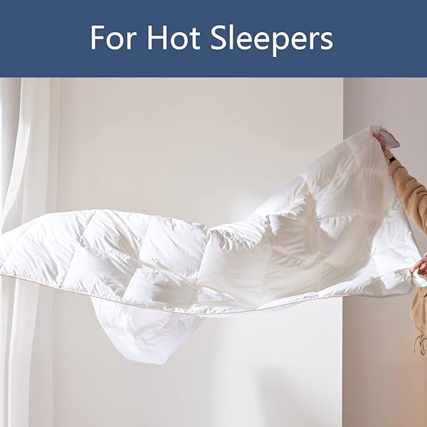 zzlamb ZZLamb Breathable Comforter for Hot Sleepers Lightweight Down Feather Duvet Insert Summer Weight Cooling Blanket King Size 90x90 White - View 3 of 7