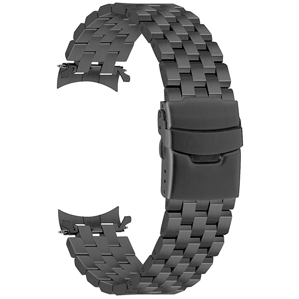 SINAIKE Buy SINAIKE 20mm Brushed Polished Stainless Steel Watch Band - Five Rows Metal Strap for Men & Women, Curved End, Black Replacement