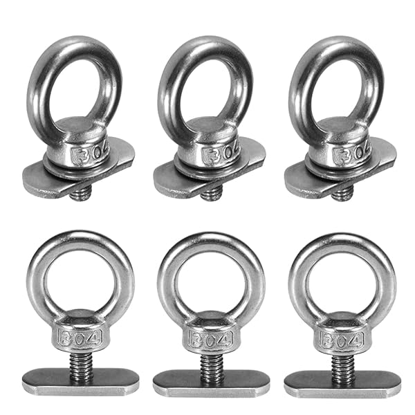 AONTOKY 6-Pack AONTOKY Stainless Steel Kayak Track Mount Tie Down Eyelets for Canoes & Boats - Durable Bungee Cord Solutions
