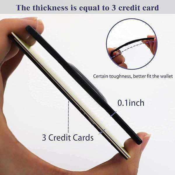 HLHGR HLHGR Slim Wallet Case for AirTag - Thin Card Holder for Purse & Handbag (Black) - View 4 of 7