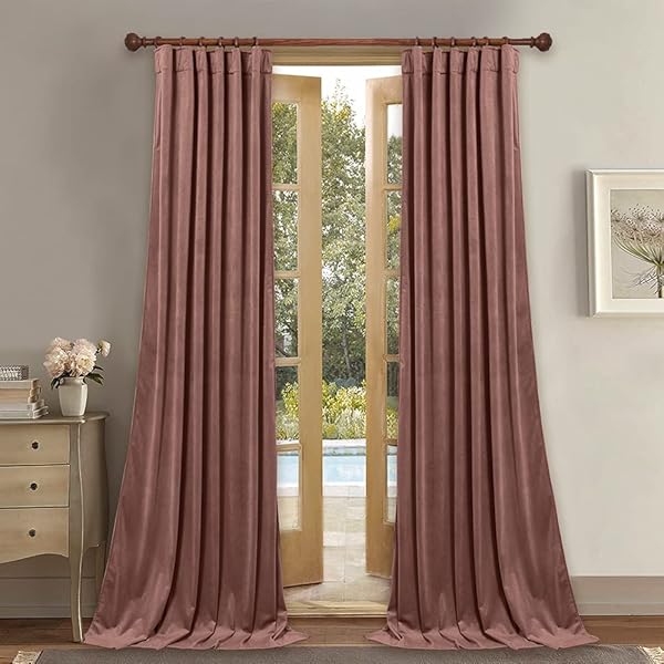 StangH StangH Wild Rose Velvet Curtains 108 Inches Long Light Blocking Thermal Insulated Room Dividers for Bedroom and Living Room 2 Panels