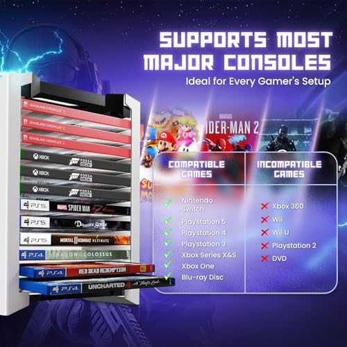 TNP Products Universal Video Game Storage Tower for PS5, PS4, Xbox & Switch - Organize 12 Games in Style! - View 6 of 9