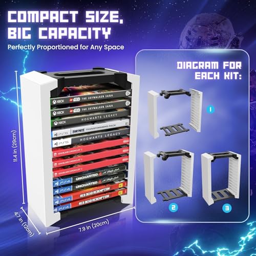 TNP Products Universal Video Game Storage Tower for PS5, PS4, Xbox & Switch - Organize 12 Games in Style! - View 8 of 9