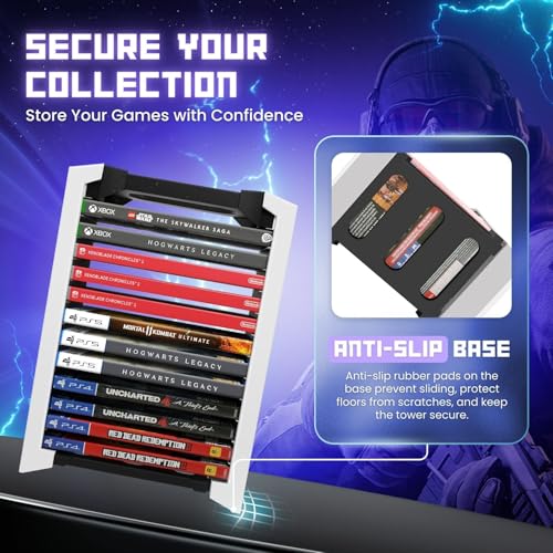 TNP Products Universal Video Game Storage Tower for PS5, PS4, Xbox & Switch - Organize 12 Games in Style! - View 9 of 9
