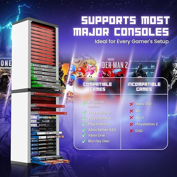 TNP Products Universal Video Game Storage Tower for PS5, PS4, Xbox & Switch - Organize 36 Games in Style! - View 7 of 10