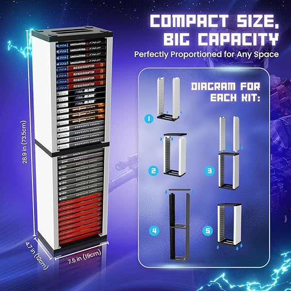 TNP Products Universal Video Game Storage Tower for PS5, PS4, Xbox & Switch - Organize 36 Games in Style! - View 9 of 10