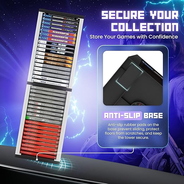 TNP Products Universal Video Game Storage Tower for PS5, PS4, Xbox & Switch - Organize 36 Games in Style! - View 10 of 10