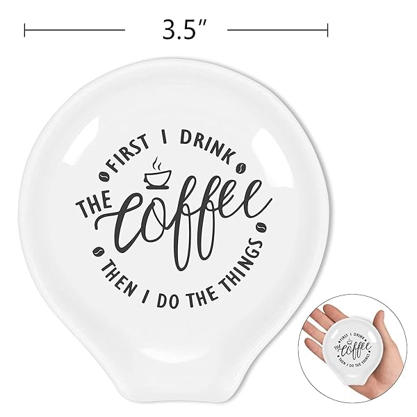 Littlefa Funny Coffee Quote Ceramic Spoon Holder for Cafe Station Bar Accessories - View 3 of 7