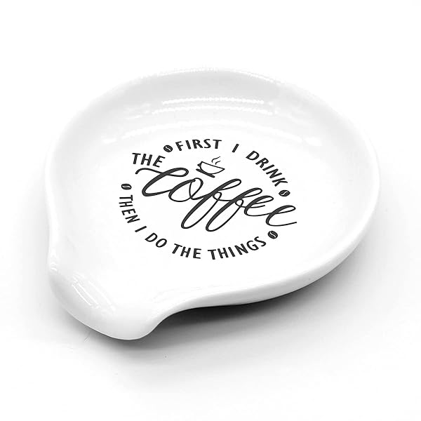 Littlefa Funny Coffee Quote Ceramic Spoon Holder for Cafe Station Bar Accessories - View 4 of 7