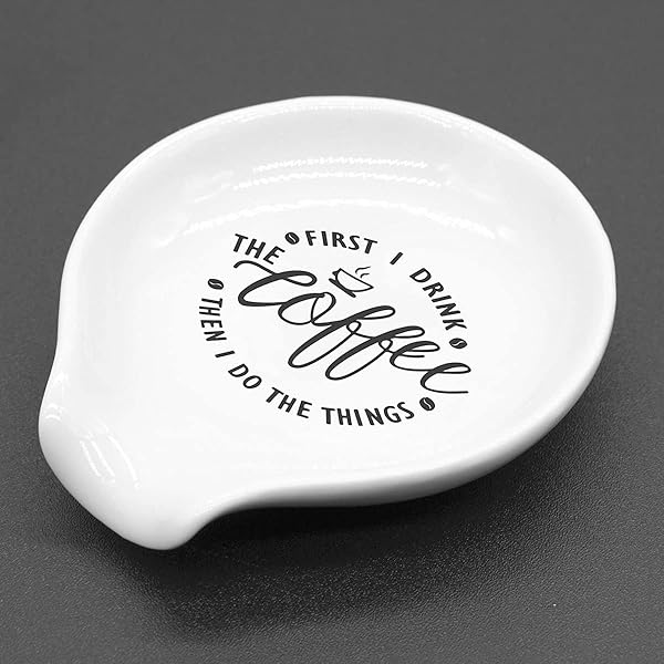 Littlefa Funny Coffee Quote Ceramic Spoon Holder for Cafe Station Bar Accessories - View 5 of 7