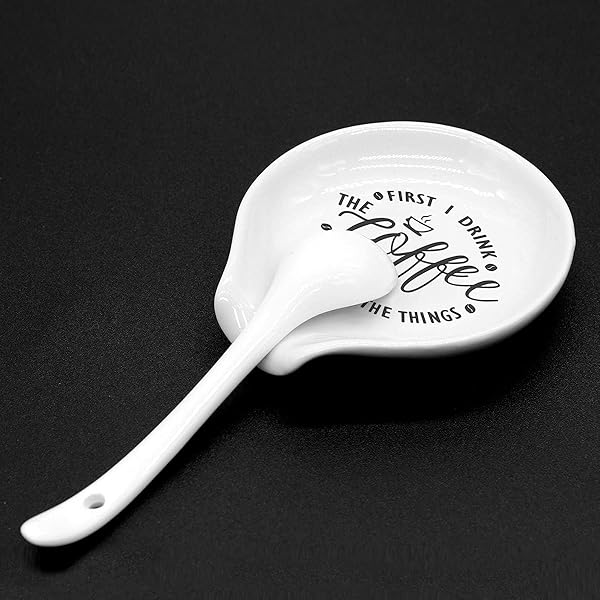 Littlefa Funny Coffee Quote Ceramic Spoon Holder for Cafe Station Bar Accessories - View 6 of 7