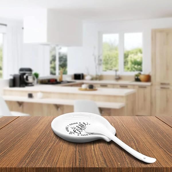 Littlefa Funny Coffee Quote Ceramic Spoon Holder for Cafe Station Bar Accessories - View 7 of 7