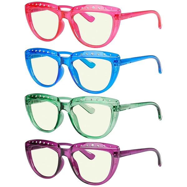 Eyekepper Multipack Tinted Blue Light Blocking Reading Glasses for Men and Women +2.00 Computer Eyeglasses