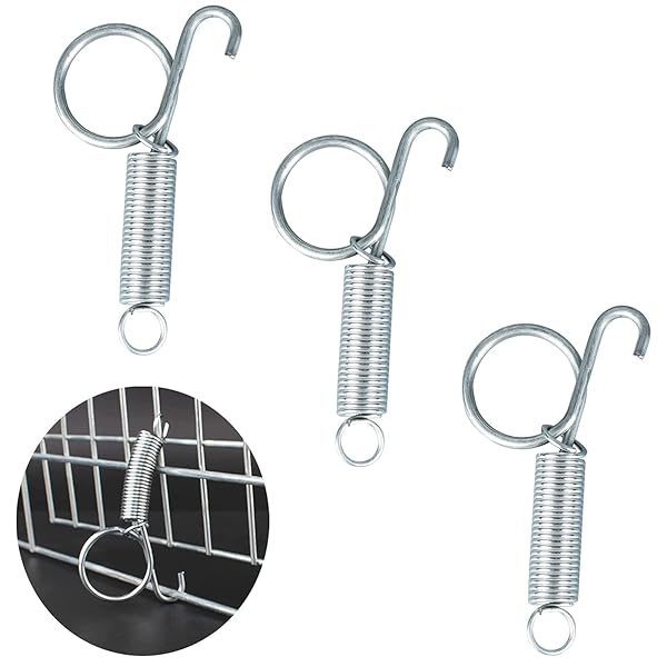 Dong Huang 4pcs 75mm Metal Finger Spring Latch Hook for Pet Cages One-Handed Door Lock for Bunnies Rodents Hamsters Squirrels Birds