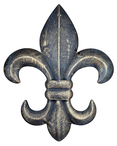 Top Brass "8" Metal Fleur De Lis Wall Plaque - Rustic Creole Tuscan Decor in Weathered Bronze"