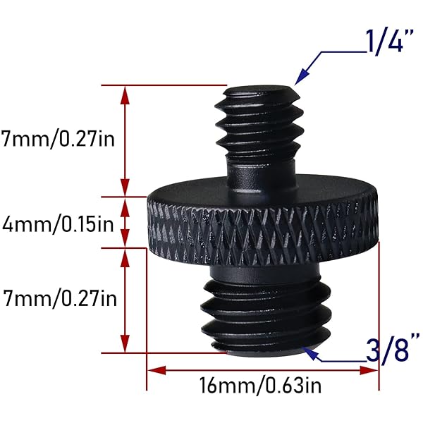 LRONG LRONG 2Pcs 3/8 inch to 1/4 inch Male Threaded Tripod Screw Adapter for Camera Mount Standard Mounting Thread Converter - View 3 of 5