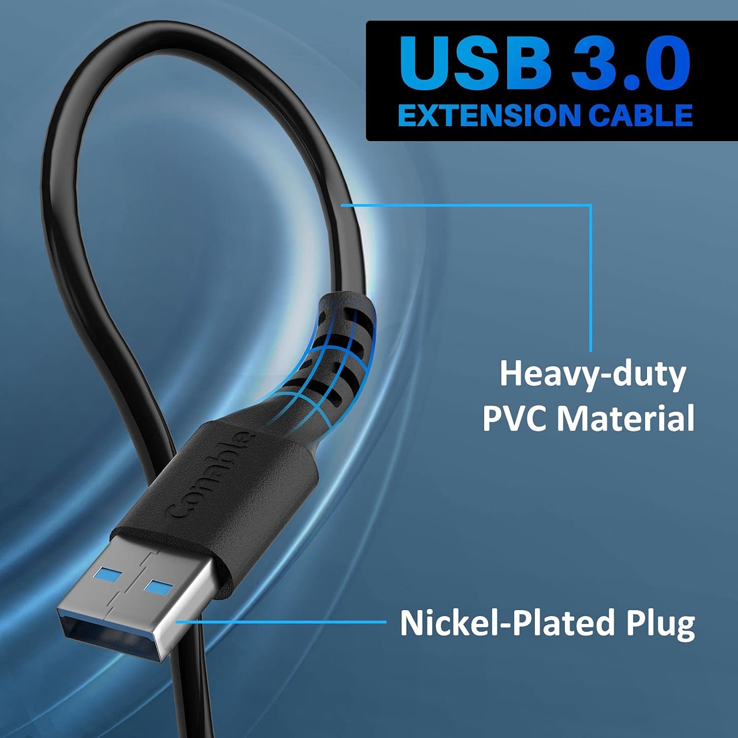 Conable USB 3.0 Active Extension Cable 35 Feet Type-A Male to Female Extender with Signal Boosters for Printer Xbox Webcam VR Hard Drive and More - View 6 of 9
