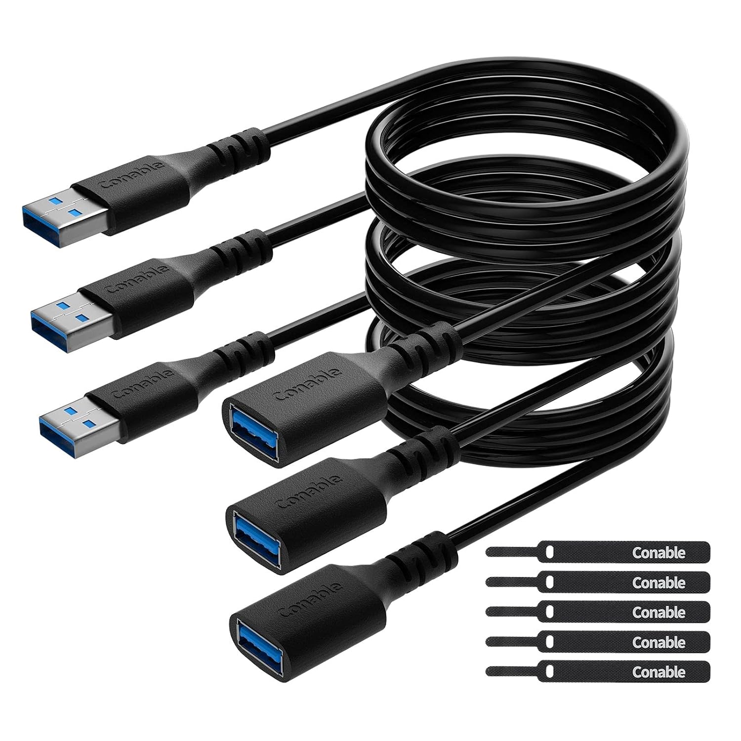 Conable USB 3.0 Active Extension Cable 35 Feet Type-A Male to Female Extender with Signal Boosters for Printer Xbox Webcam VR Hard Drive and More