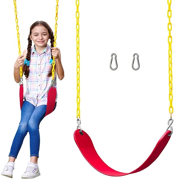 Jungle Gym Kingdom Jungle Gym Kingdom Swing Seat Replacement Kit - Heavy Duty Chains for Outdoor Playsets (Red) - Perfect Backyard Accessory for Kids