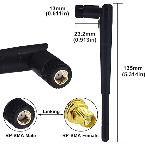 Boobrie BOOBRIE 2pcs 8dbi Dual Band WiFi Antenna 2.4G 5G RP SMA Male Universal WLAN Router Booster - View 5 of 8