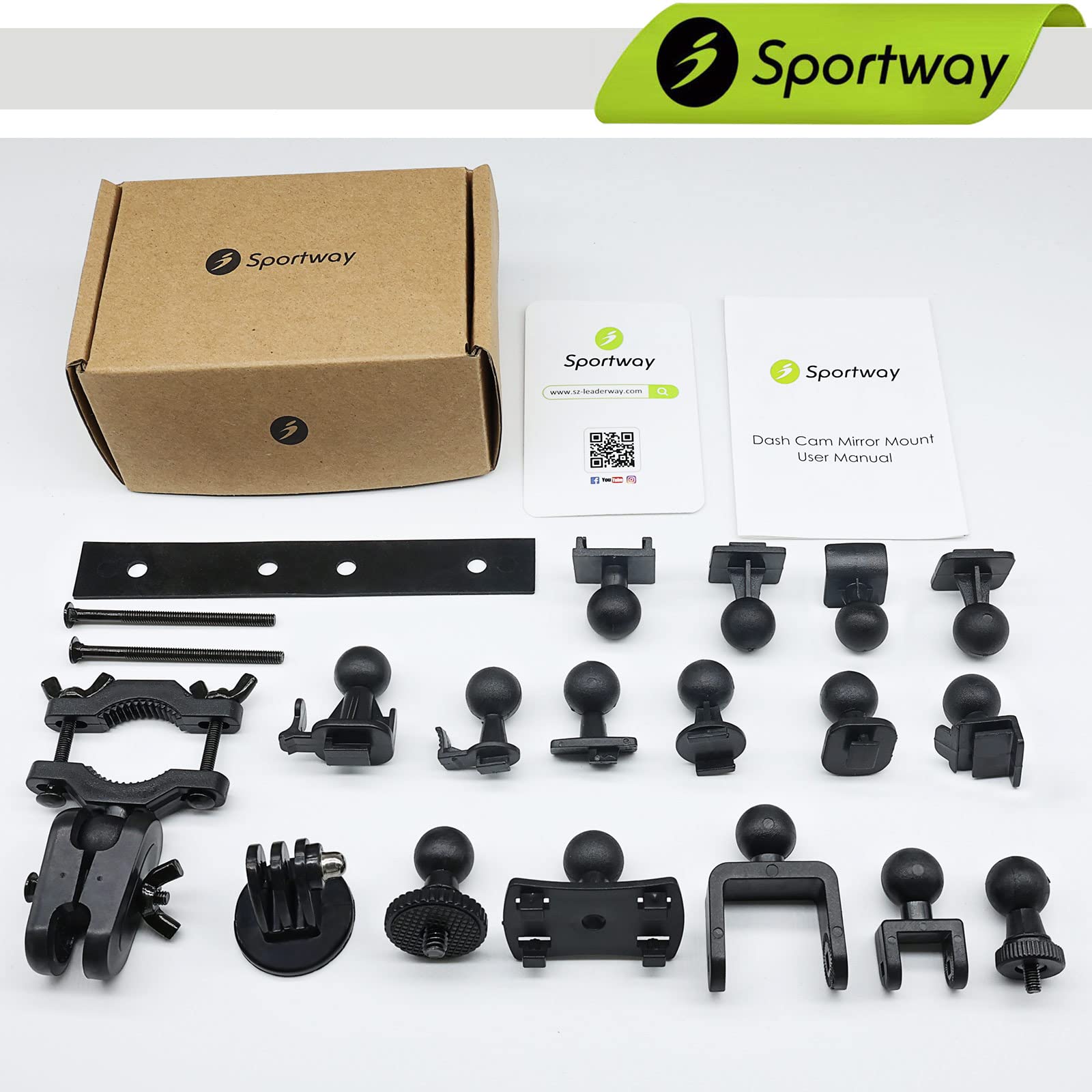Sportway Sportway S80 Dash Cam Mount Mirror Holder with 16 Joints Compatible with Rove APEMAN CHORTAU Roav Nexar and More Car Dash Cameras - View 6 of 7