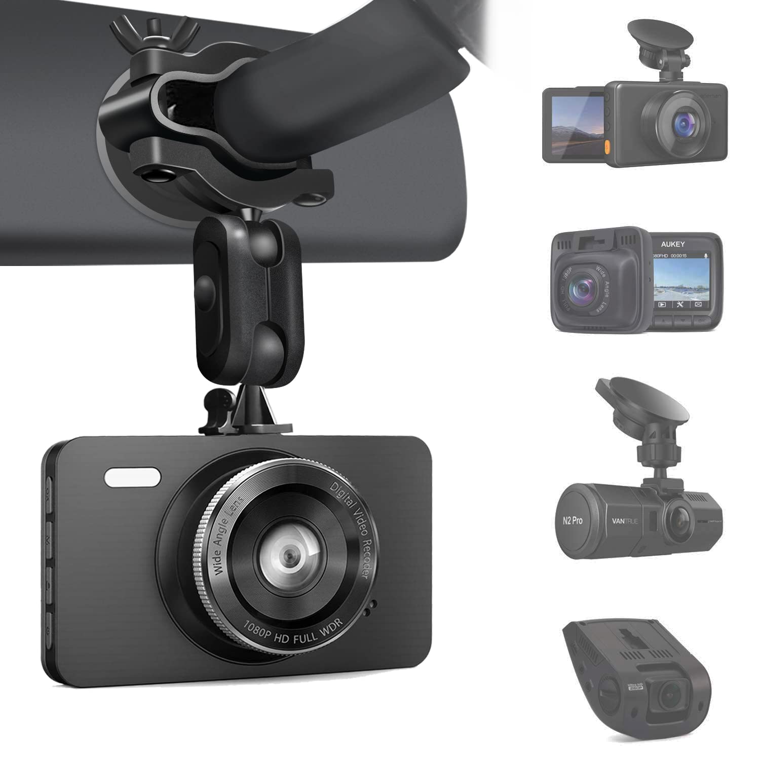 Sportway Sportway S80 Dash Cam Mount Mirror Holder with 16 Joints Compatible with Rove APEMAN CHORTAU Roav Nexar and More Car Dash Cameras