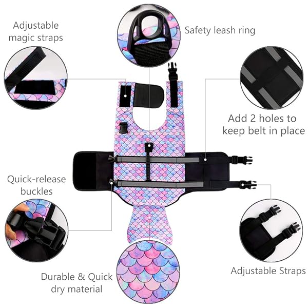 SMONT Dog Life Jacket Adjustable Floatation Vest for Small Medium Large Dogs Reflective Durable Pet Safety Lifesaver for Swimming Beach Boating - View 3 of 10