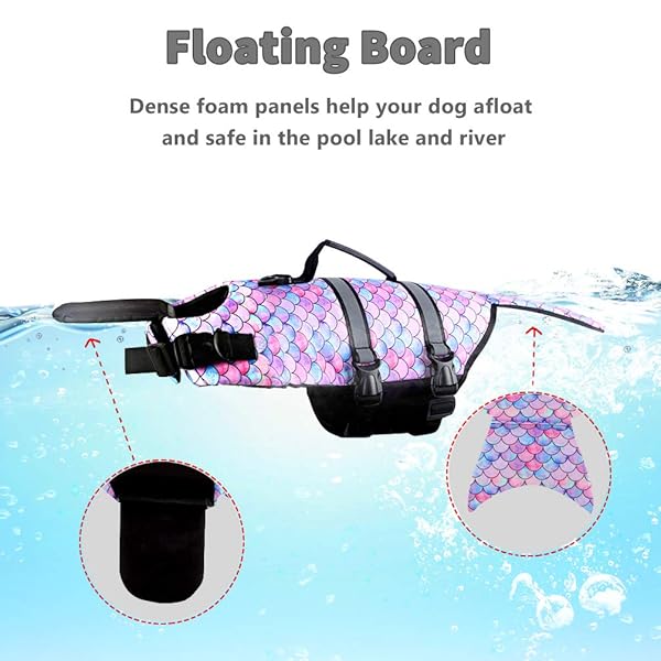SMONT Dog Life Jacket Adjustable Floatation Vest for Small Medium Large Dogs Reflective Durable Pet Safety Lifesaver for Swimming Beach Boating - View 5 of 10