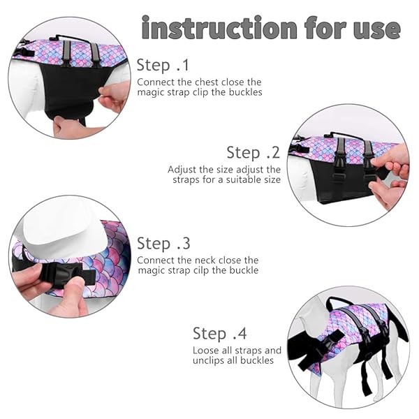 SMONT Dog Life Jacket Adjustable Floatation Vest for Small Medium Large Dogs Reflective Durable Pet Safety Lifesaver for Swimming Beach Boating - View 6 of 10