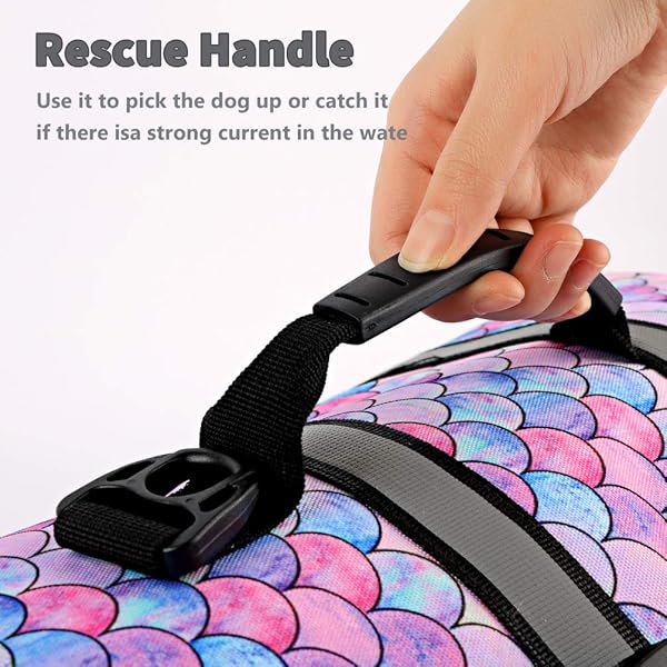 SMONT Dog Life Jacket Adjustable Floatation Vest for Small Medium Large Dogs Reflective Durable Pet Safety Lifesaver for Swimming Beach Boating - View 7 of 10