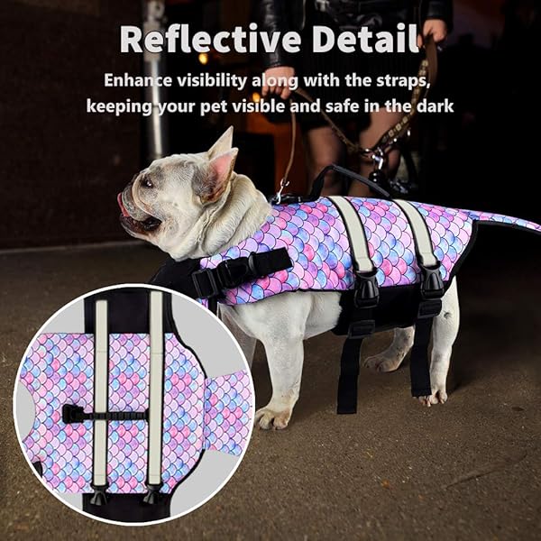 SMONT Dog Life Jacket Adjustable Floatation Vest for Small Medium Large Dogs Reflective Durable Pet Safety Lifesaver for Swimming Beach Boating - View 10 of 10