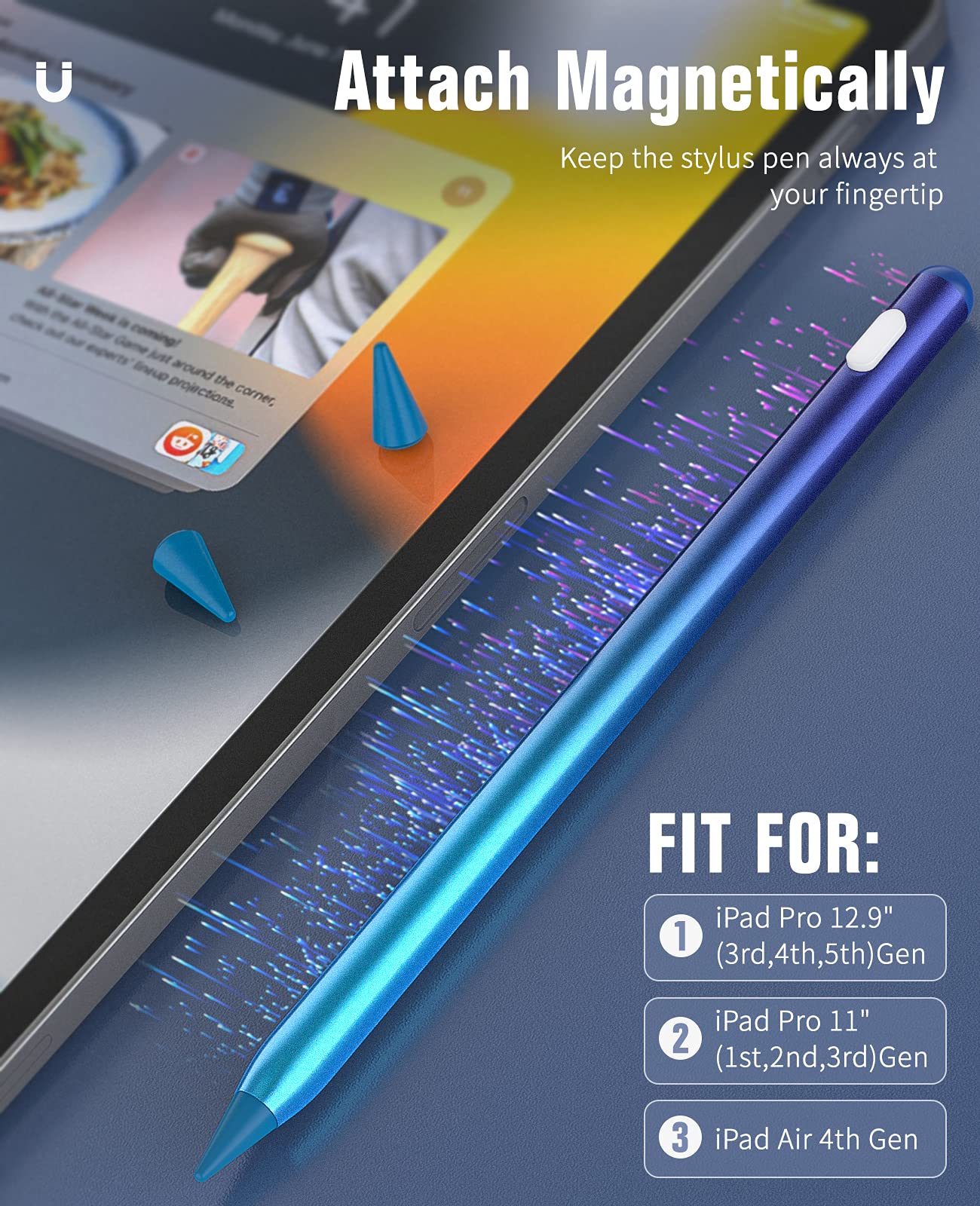 TiMOVO TiMOVO Stylus Pen for iPad with Palm Rejection Compatible with 2018-2025 iPad Models and iPad Pro Air Mini Blue - View 4 of 9