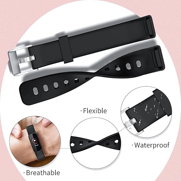 E ECSEM ECSEM Replacement Band for Fitbit Luxe Waterproof Silicone Adjustable Sport Watch Band Multicolor Large Breathable Quick Release Strap - View 3 of 8